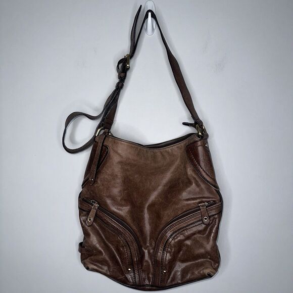 Cole Haan Women’s Leather Top Handle Hobo Bag Satchel Distressed - Picture 1 of 5